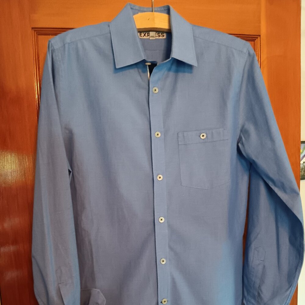 [EXPRESS] Long-Sleeve Mens Button-Up w/ Unique Detail